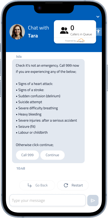 Surgery Assist chatbot Tara for Northern Ireland