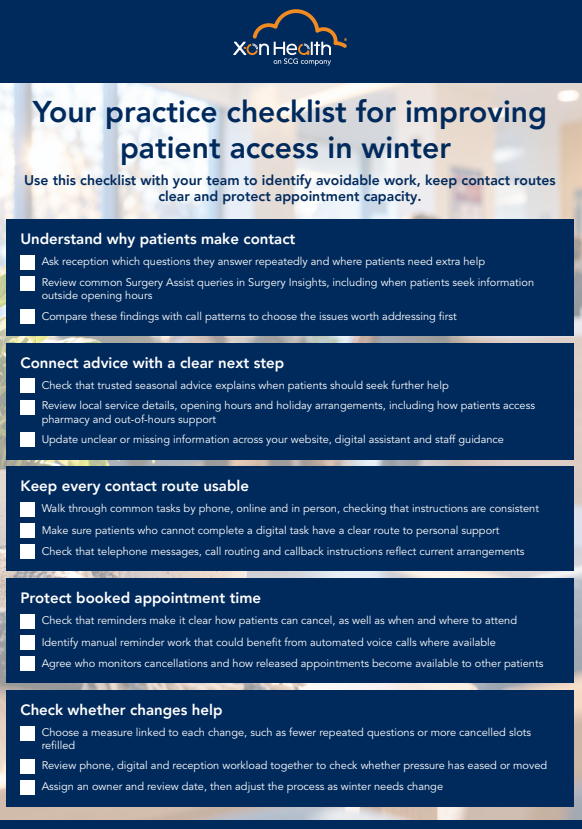 Improve patient access this winter with our practical checklist